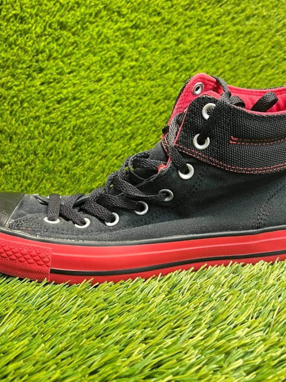 Converse Chuck Taylor All Star Mens Size 9.5 Black Red Athletic Shoes Sneakers - Picture 4 of 12